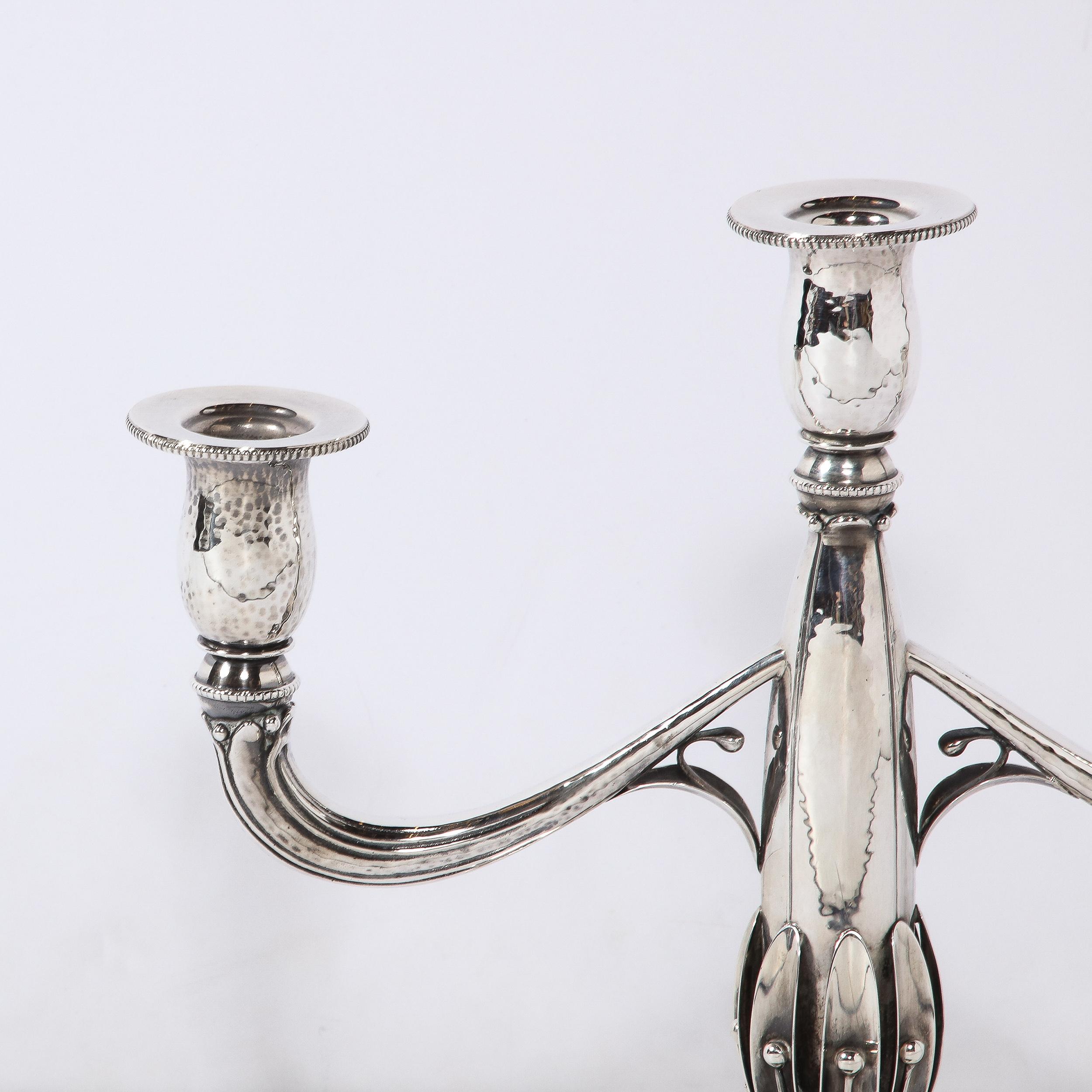 Art Deco Pair of Black, Starr & Gorham Sterling Silver Petal Form Candelabras In Excellent Condition For Sale In New York, NY