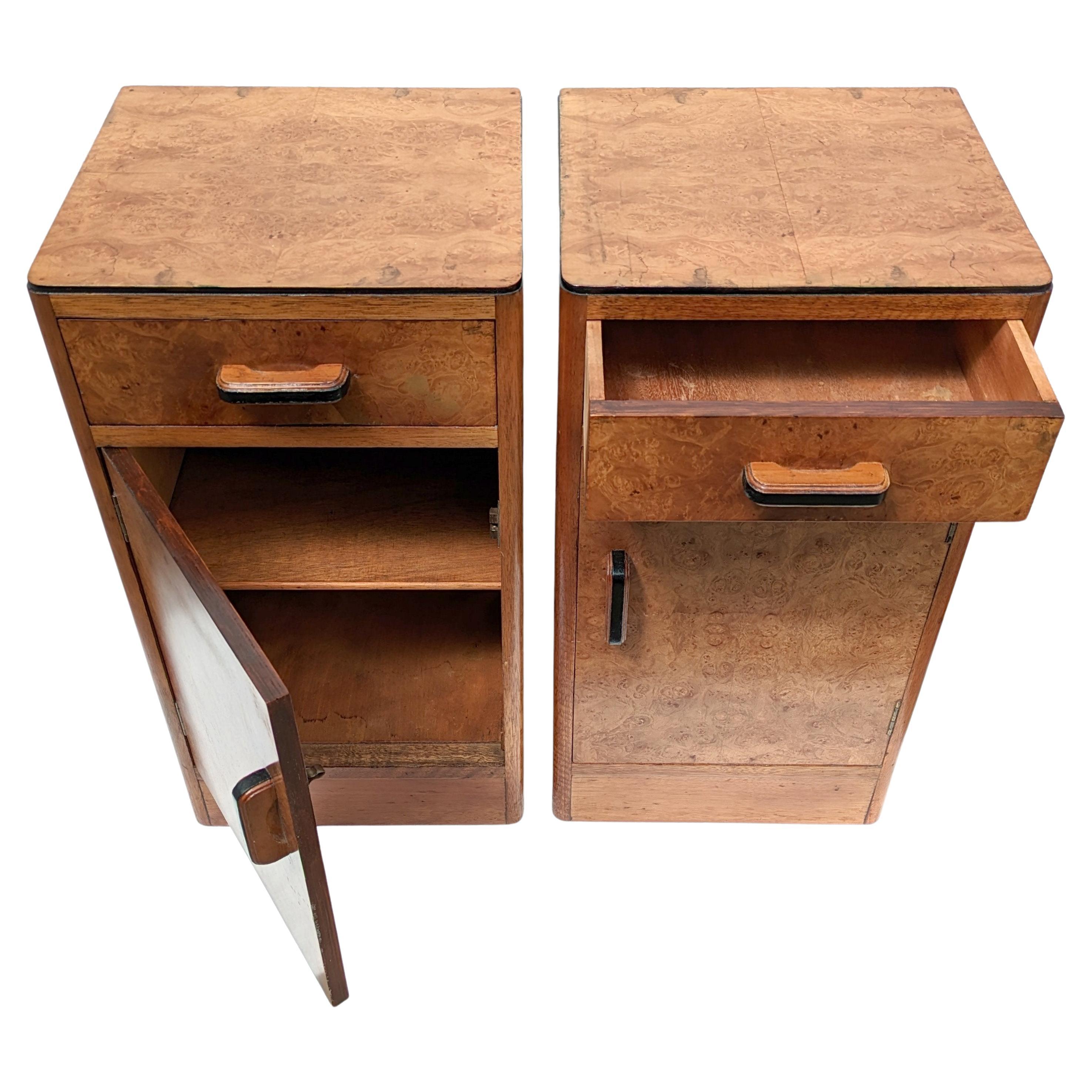 Art Deco Pair of Blonde Maple Bedroom Bedside Cabinets, c1930 For Sale 1