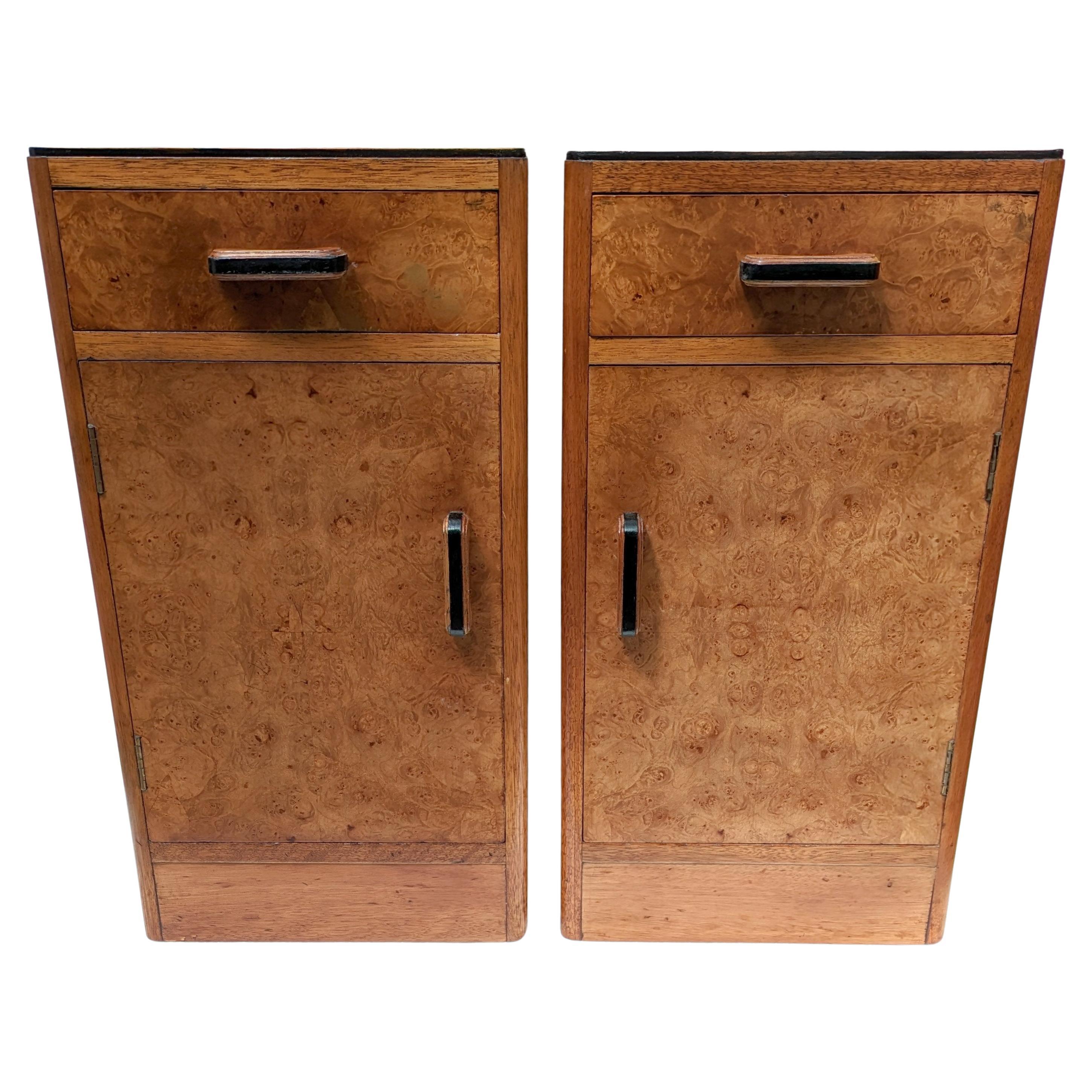 Art Deco Pair of Blonde Maple Bedroom Bedside Cabinets, c1930 For Sale 2