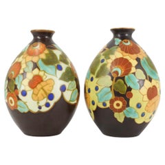 Art Deco Paar BOCH FRÈRES Keramis Vase.Belgien um 1925.markiert.1845