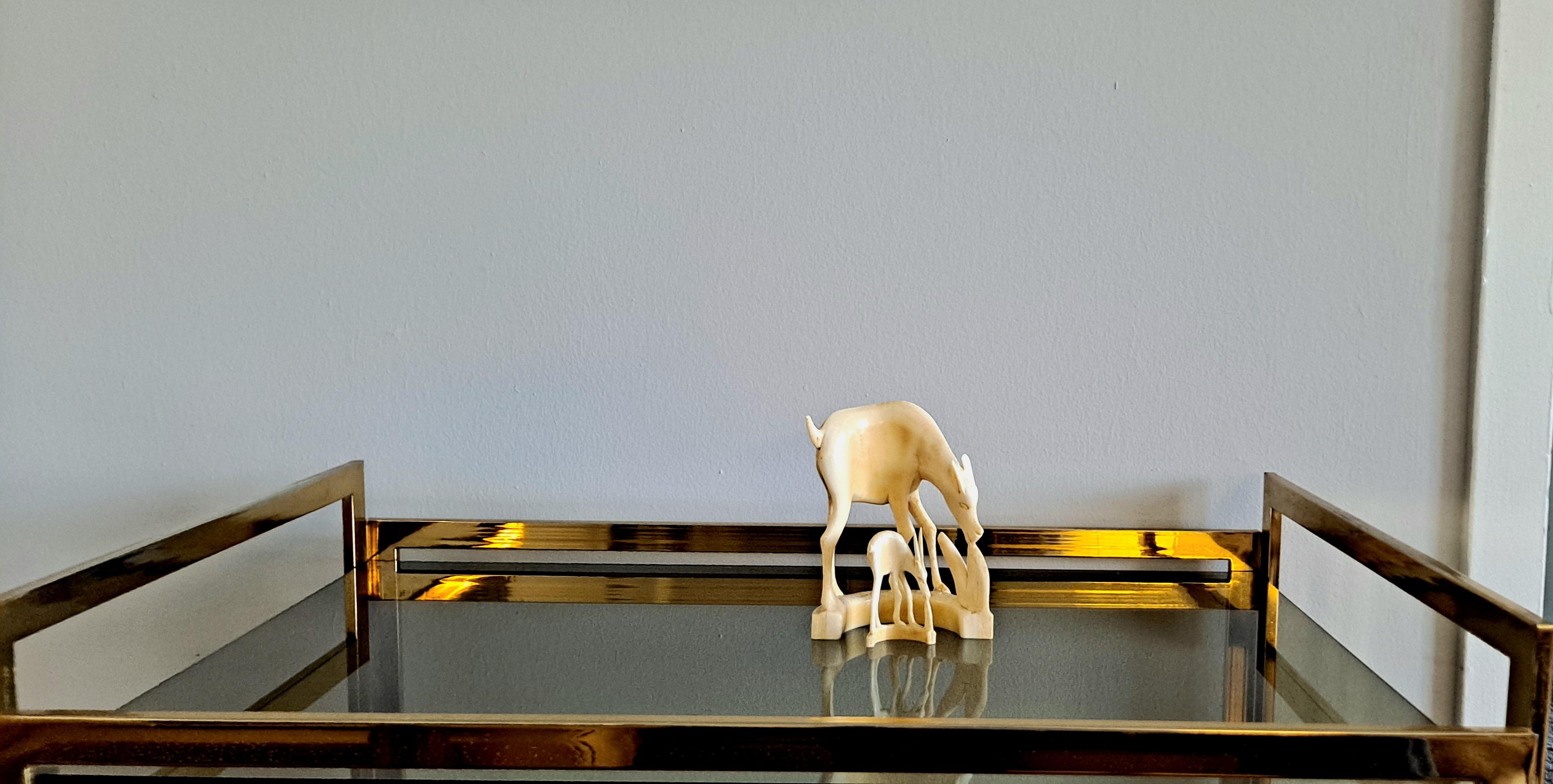 French Art Deco Pair of   Bone Deer Statues  For Sale