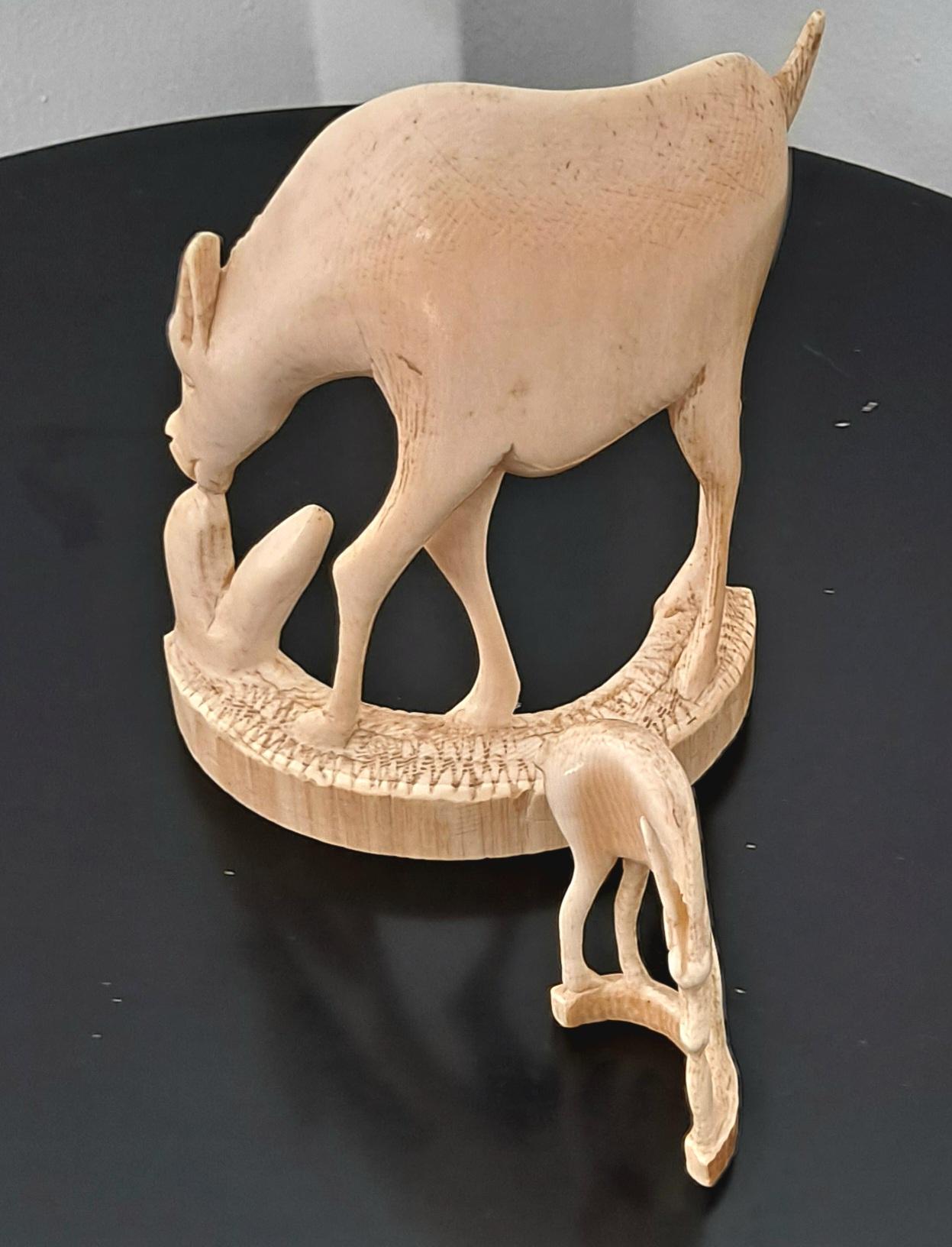 Mid-20th Century Art Deco Pair of   Bone Deer Statues  For Sale