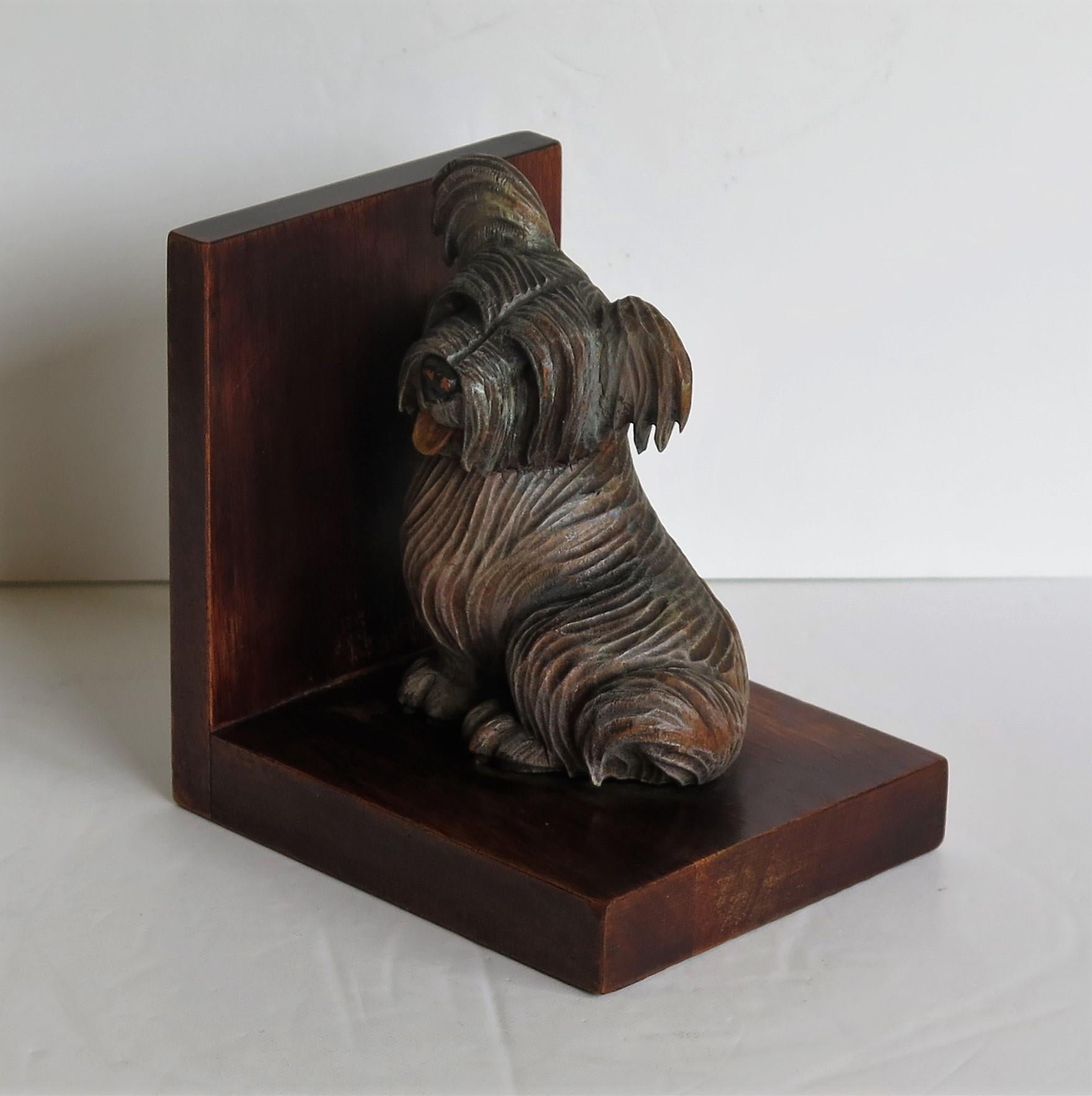 Art Deco Pair of Bookends Hardwood with Terrier Dog Figures, circa 1930 8