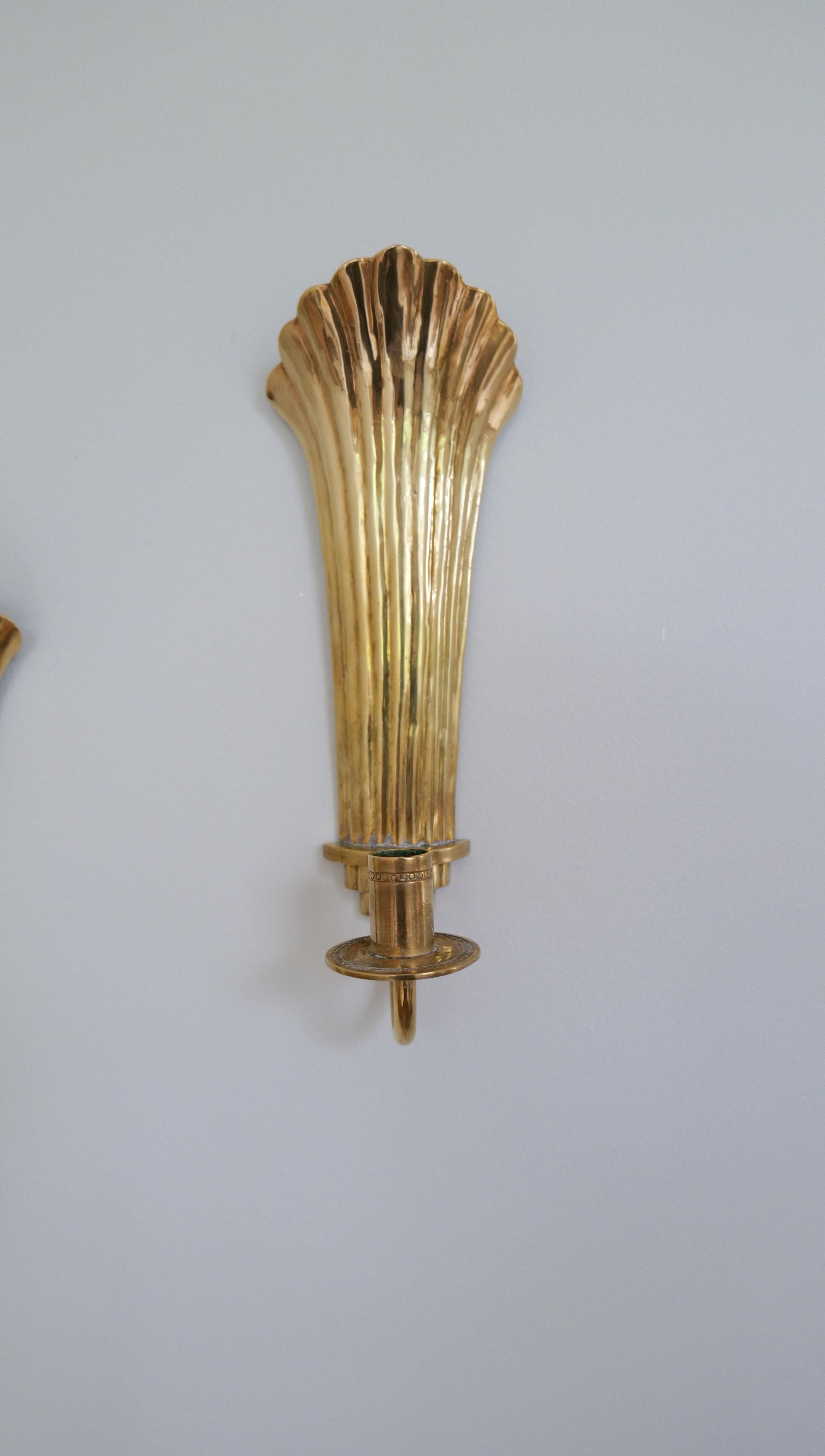 Coppia di candelieri da parete in ottone Art Déco Holmström, Arvika, Svezia, anni 40 in vendita 1