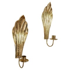 Paire de chandeliers muraux Art Deco en laiton Holmström, Arvika, Suède, années 1950