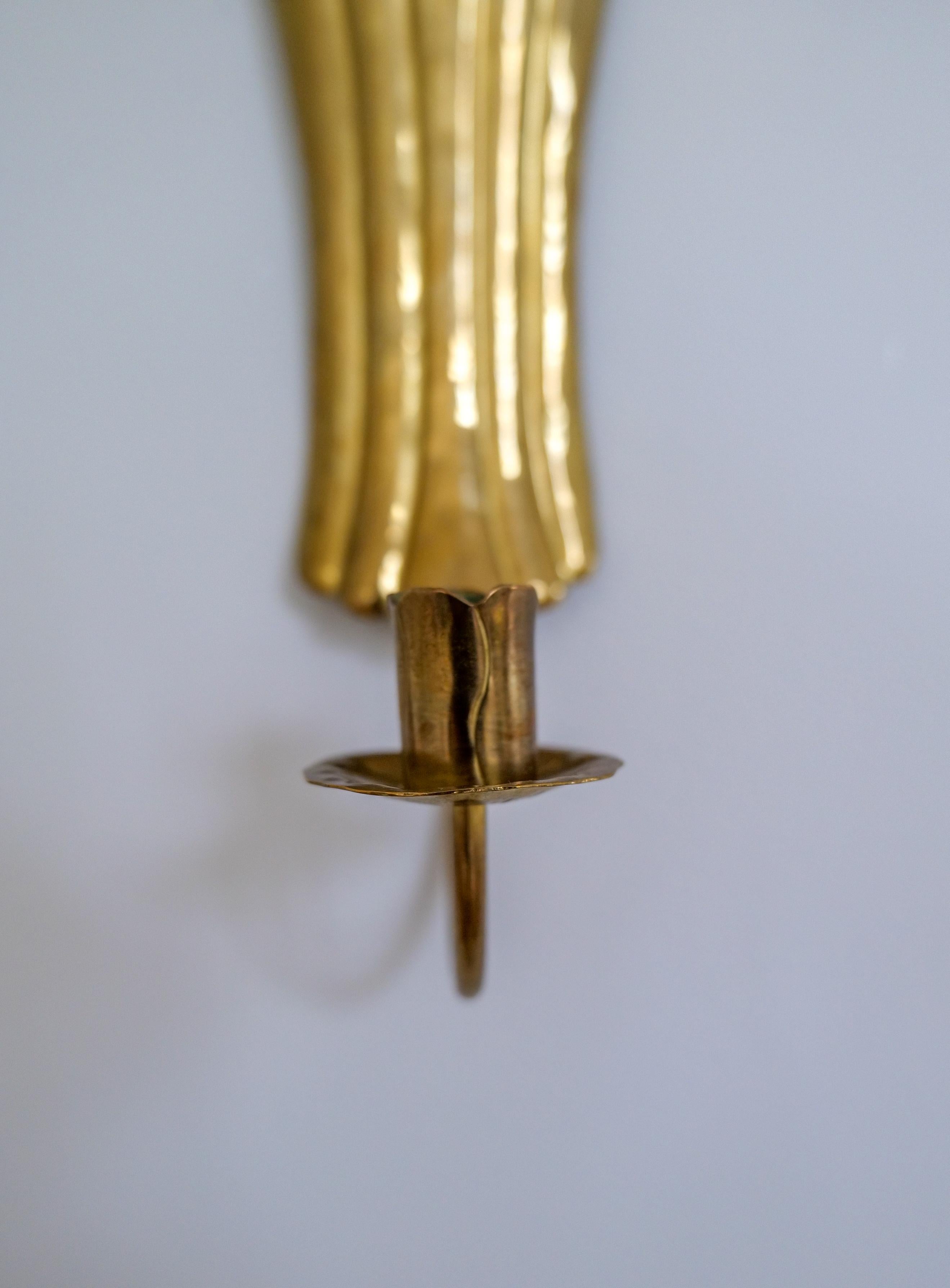 Laiton Paire de chandeliers muraux Art Deco en laiton, Suède, années 1950 en vente