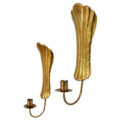 Paire de chandeliers muraux Art Deco en laiton, Suède, années 1950