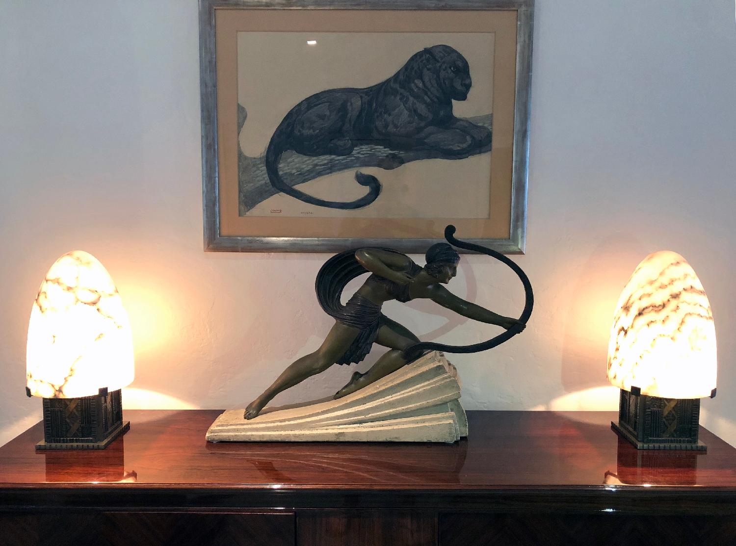 French Art Deco Pair of Bullet-Shape Lamps For Sale