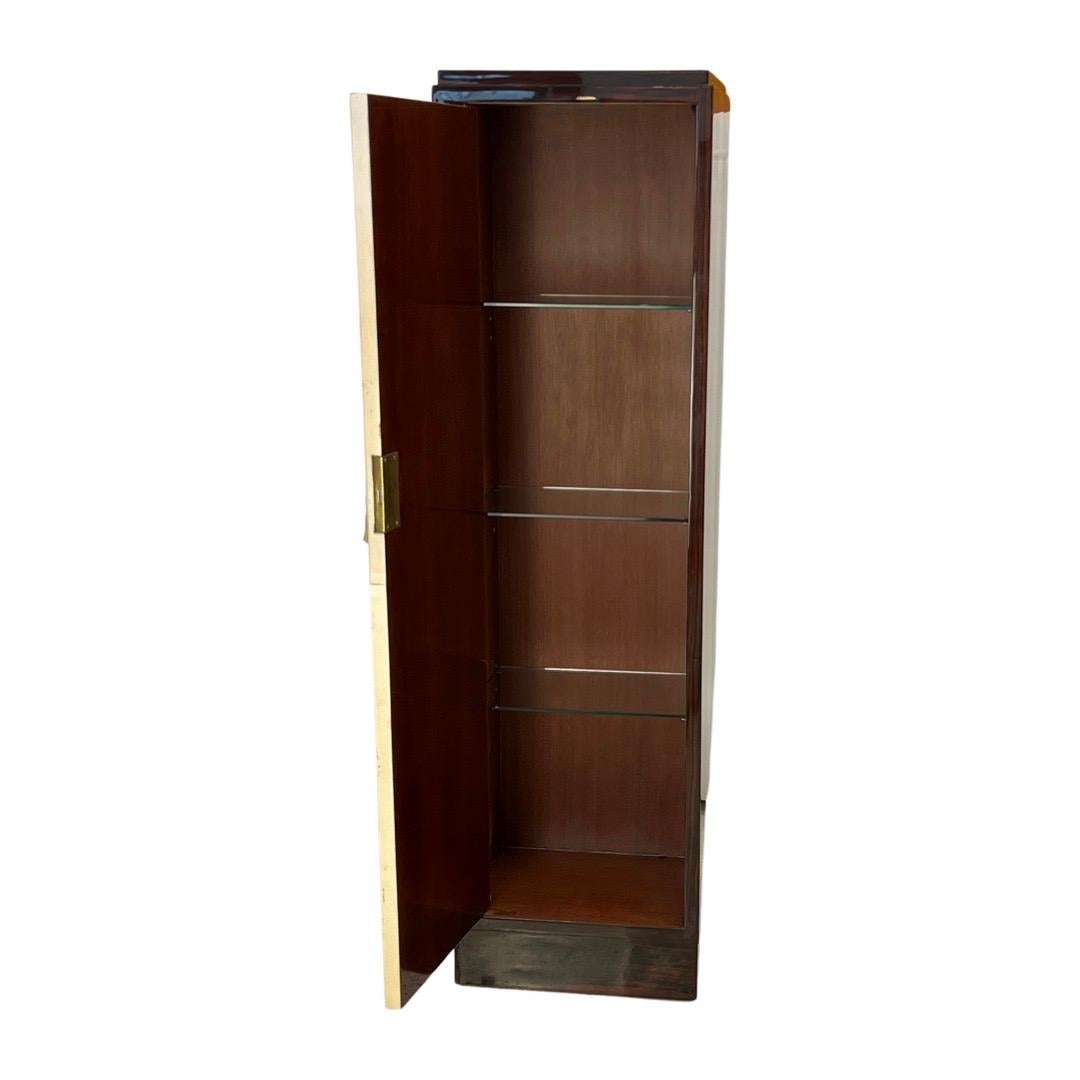 Art Deco Pair of Cabinets in Macassar and Goat Skin In Good Condition For Sale In Miami, FL