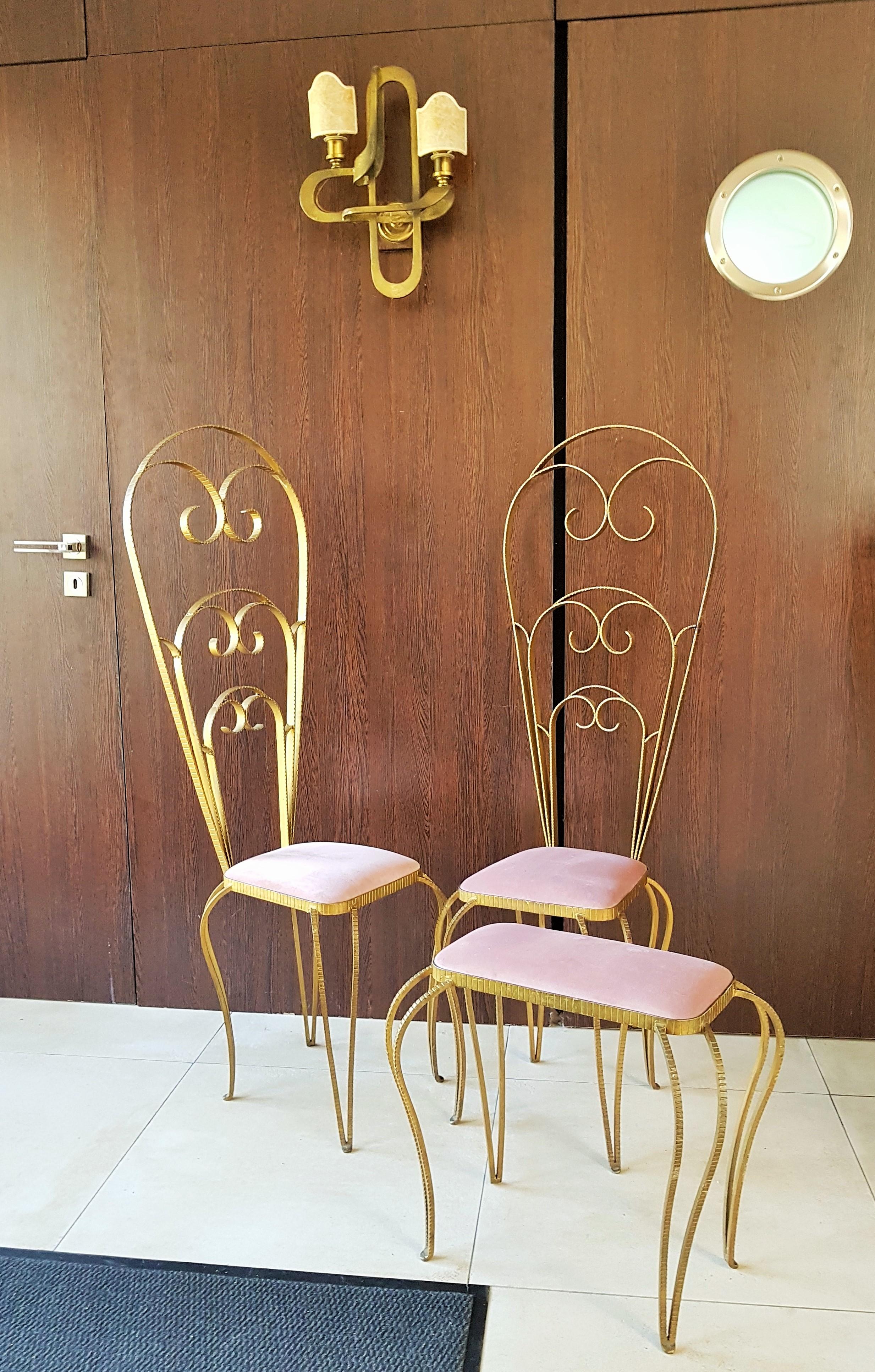 Paar Art-Déco-Stühle aus Schmiedeeisen von Luigi Colli, Italien, 1940er Jahre 9
