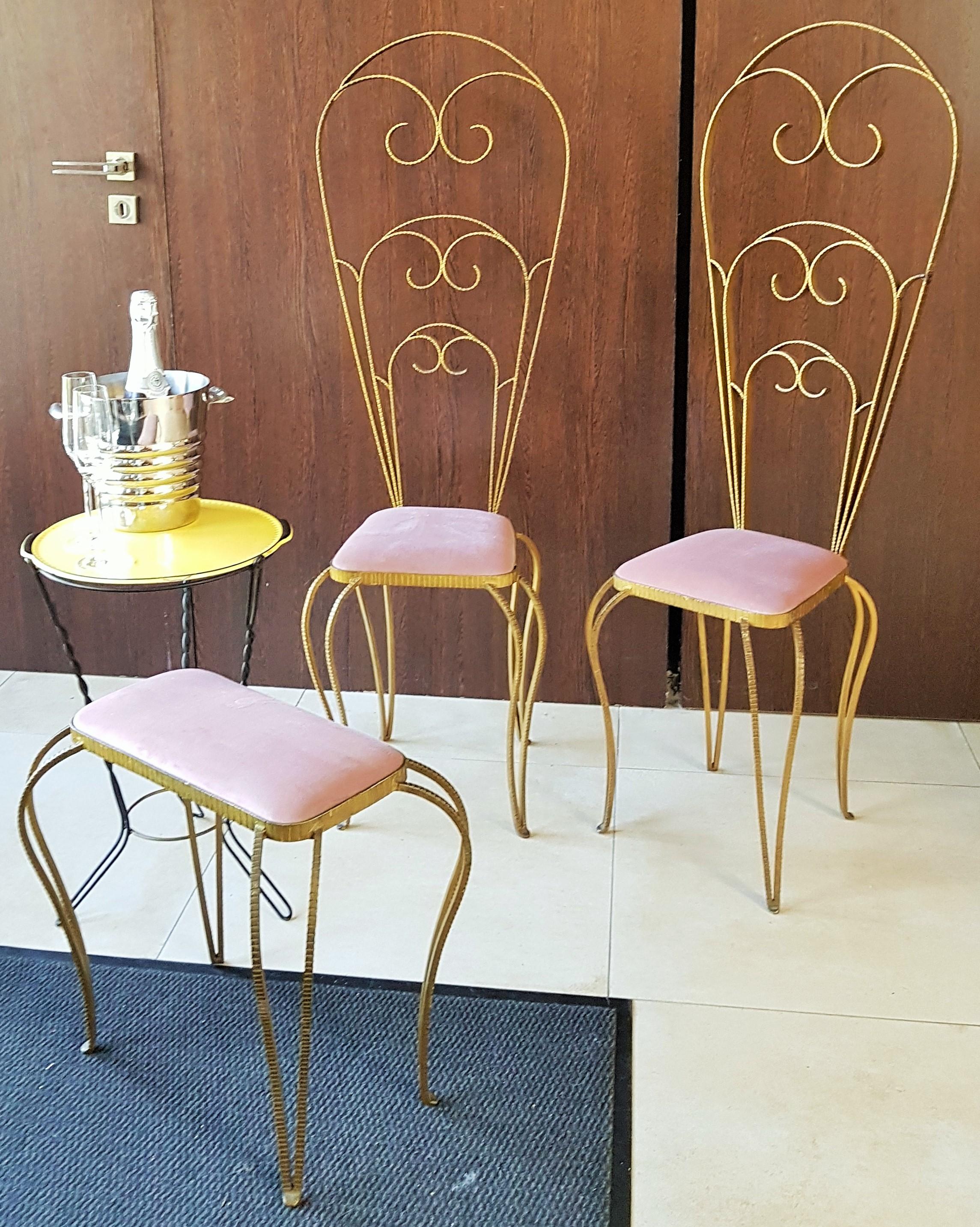 Paar Art-Déco-Stühle aus Schmiedeeisen von Luigi Colli, Italien, 1940er Jahre 11