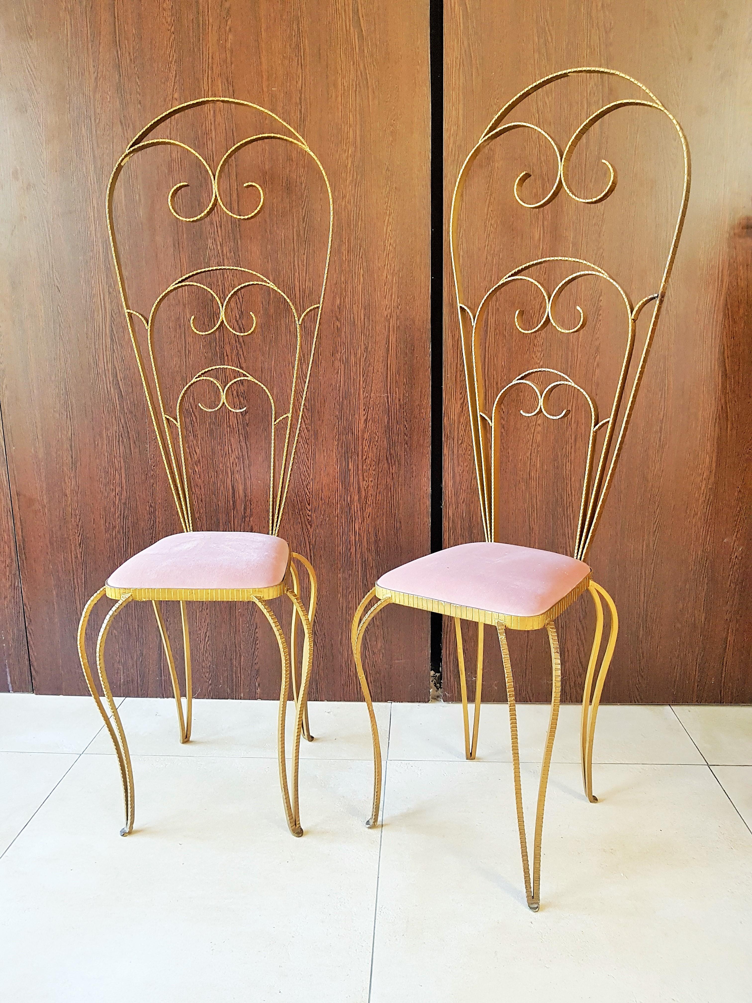 Paar Art-Déco-Stühle aus Schmiedeeisen von Luigi Colli, Italien, 1940er Jahre 12
