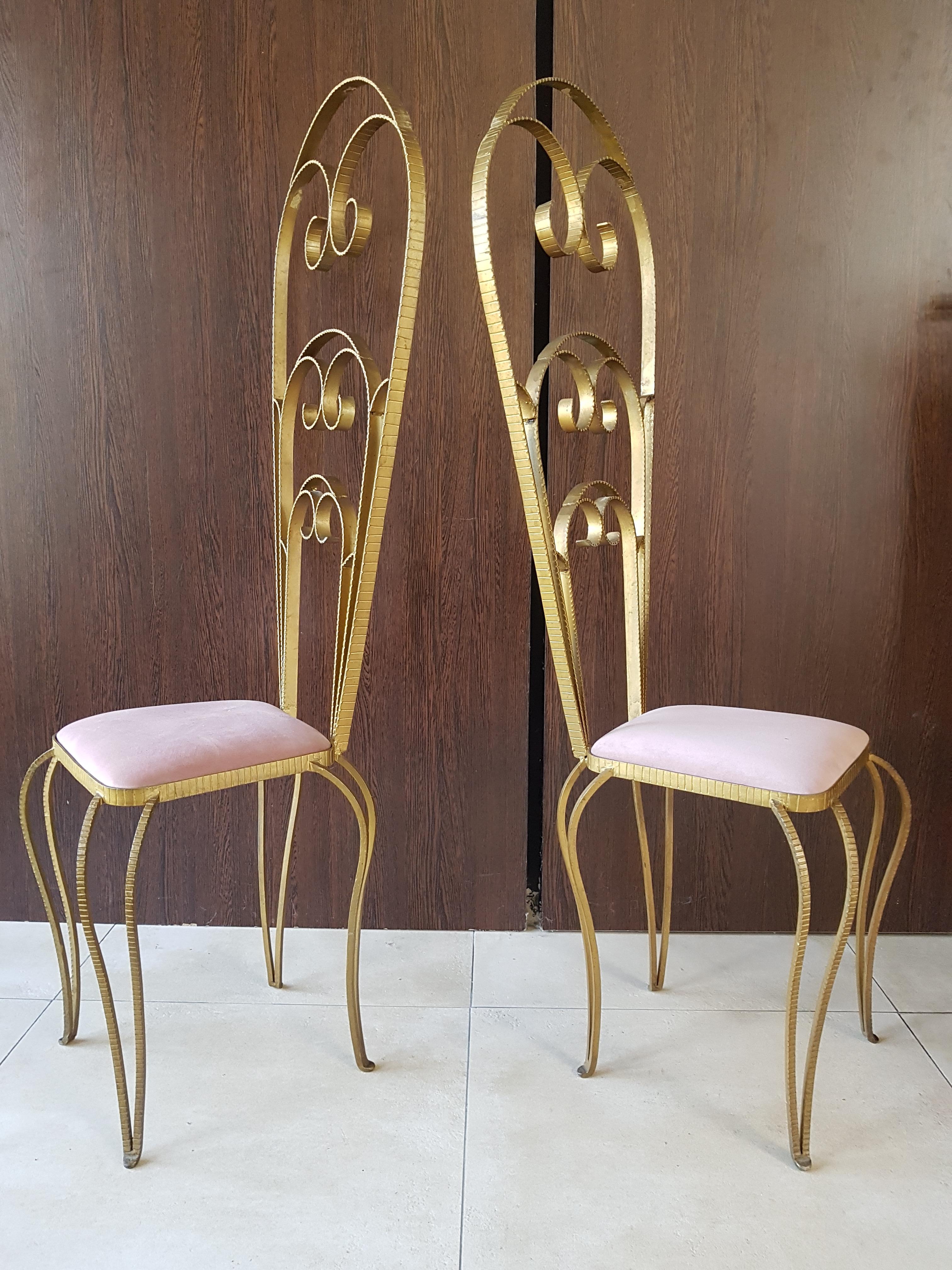 Paar Art-Déco-Stühle aus Schmiedeeisen von Luigi Colli, Italien, 1940er Jahre (Art déco)
