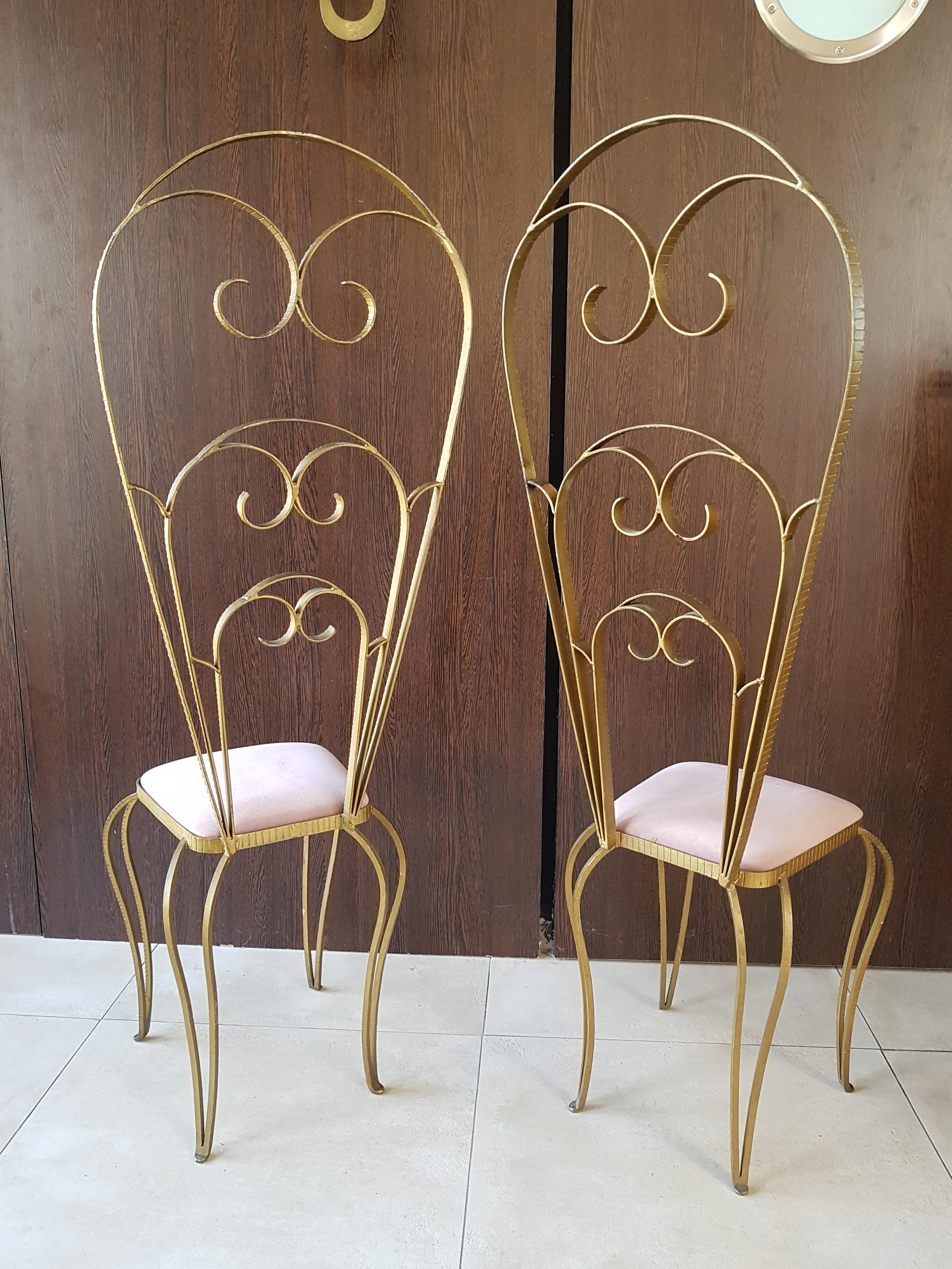 Art Deco Pair of Chairs Wrought Iron by Luigi Colli, Italy, 1940s In Good Condition In Saarbruecken, DE