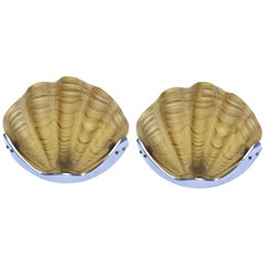 art deco shell wall lights Art Deco Pair of Chrome
Amber Glass Wall Lights, 1930
s