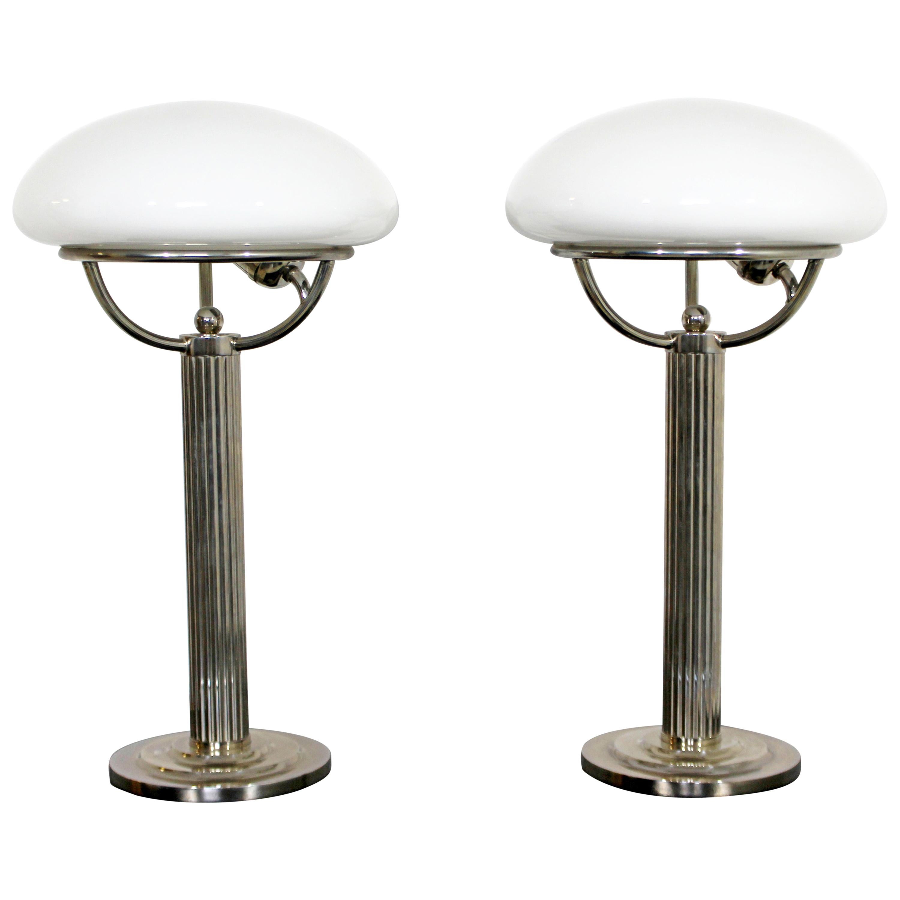 Art Deco Pair of Chrome & Glass Table Lamps, Adolf Loos, Early 20th Century 1910