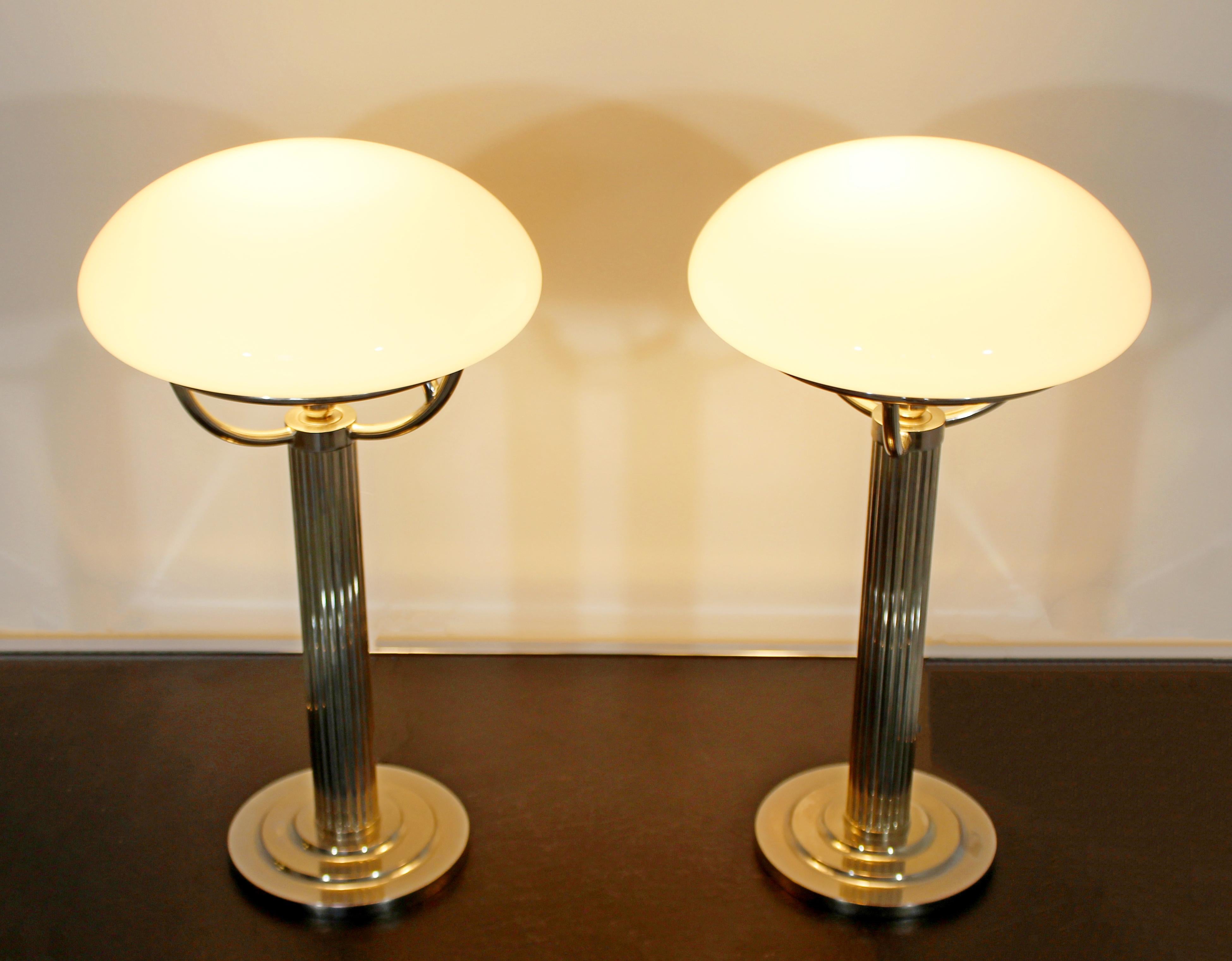 Austrian Art Deco Pair of Chrome & Glass Table Lamps, Adolf Loos, Early 20th Century 1910
