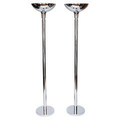 Art Deco Pair of Chromed Metal Uplighters
