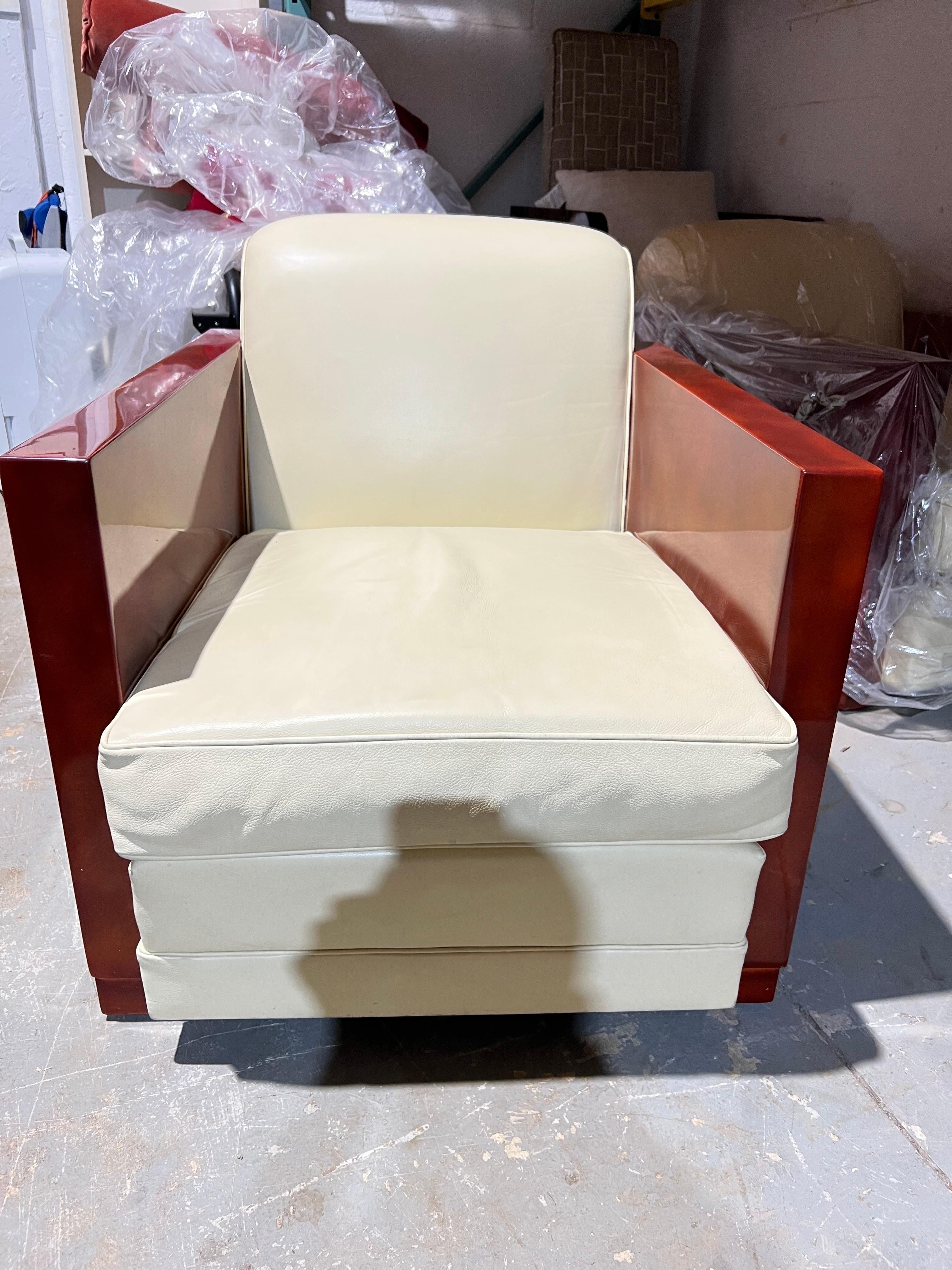 Art Deco Pair of Club Chairs by Maurice Jallot In Good Condition For Sale In Miami, FL