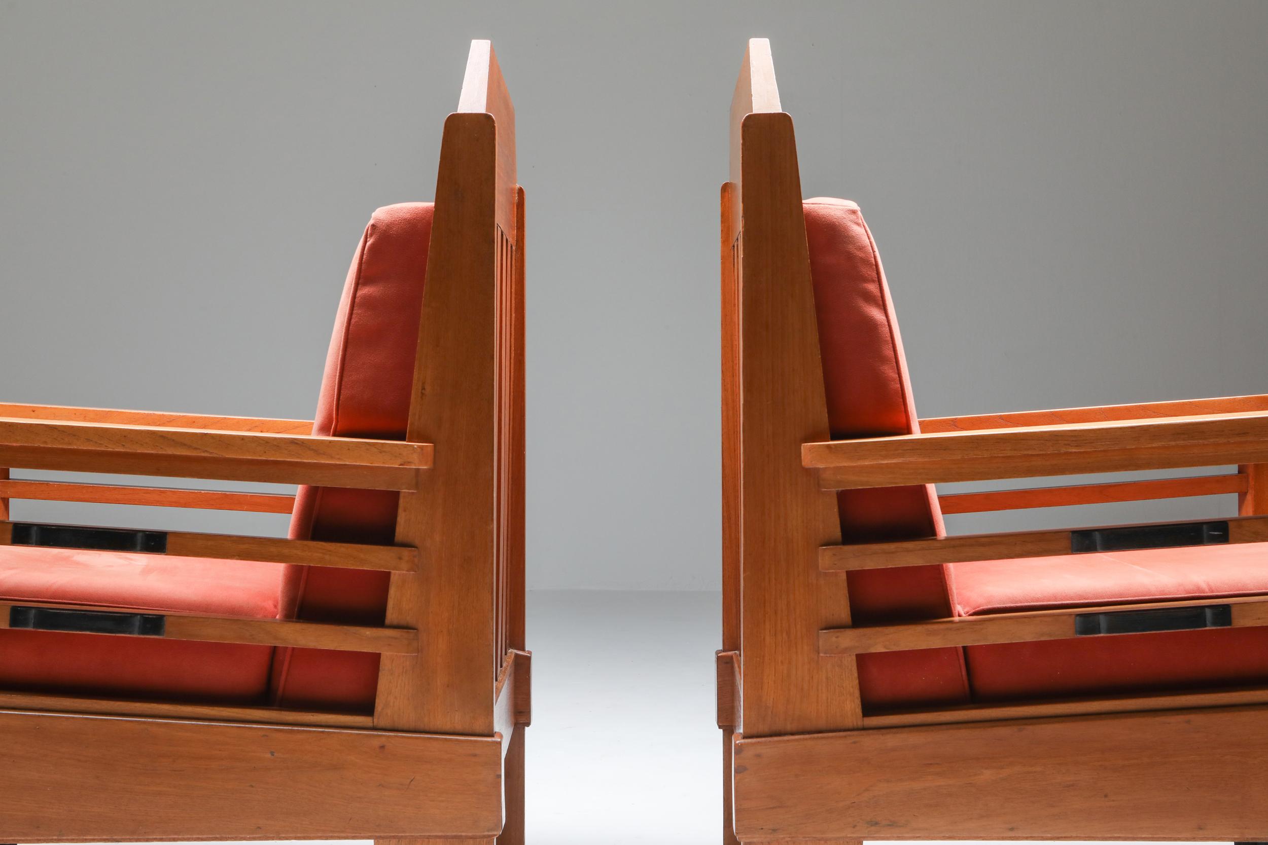 Mid-Century Modern Art Deco Pair of Club Chairs, Europe, 1960s