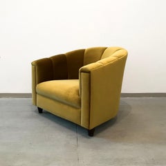 Art Deco Style Pair of Club Chairs, Golden Velvet, by Watt Studio