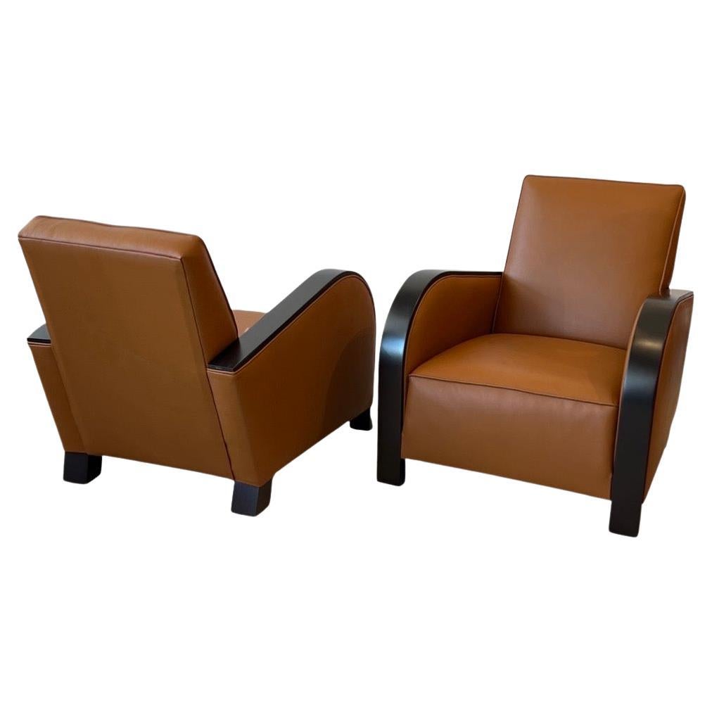Art Deco Pair of Club Chairs in the style of Jacques Adnet