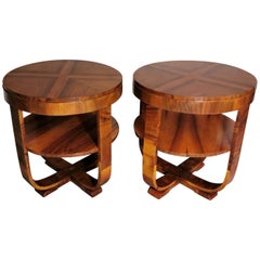 Art Deco Pair of Coffee Tables in Walnut, Austria