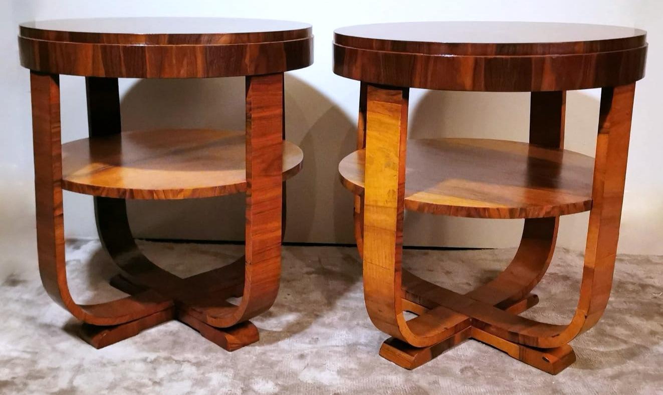 We kindly suggest you read the whole description, because with it we try to give you detailed technical and historical information to guarantee the authenticity of our objects.Beautiful and important pair of Art Deco tables; they have been
