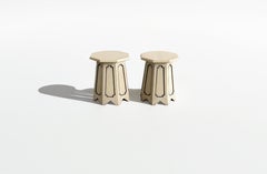 Art Deco Pair of Cream-Painted Wood Stands Side Tables, France 1920s