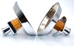 Art Deco Pair of English Bakelite and Chrome Candlesticks, c1930