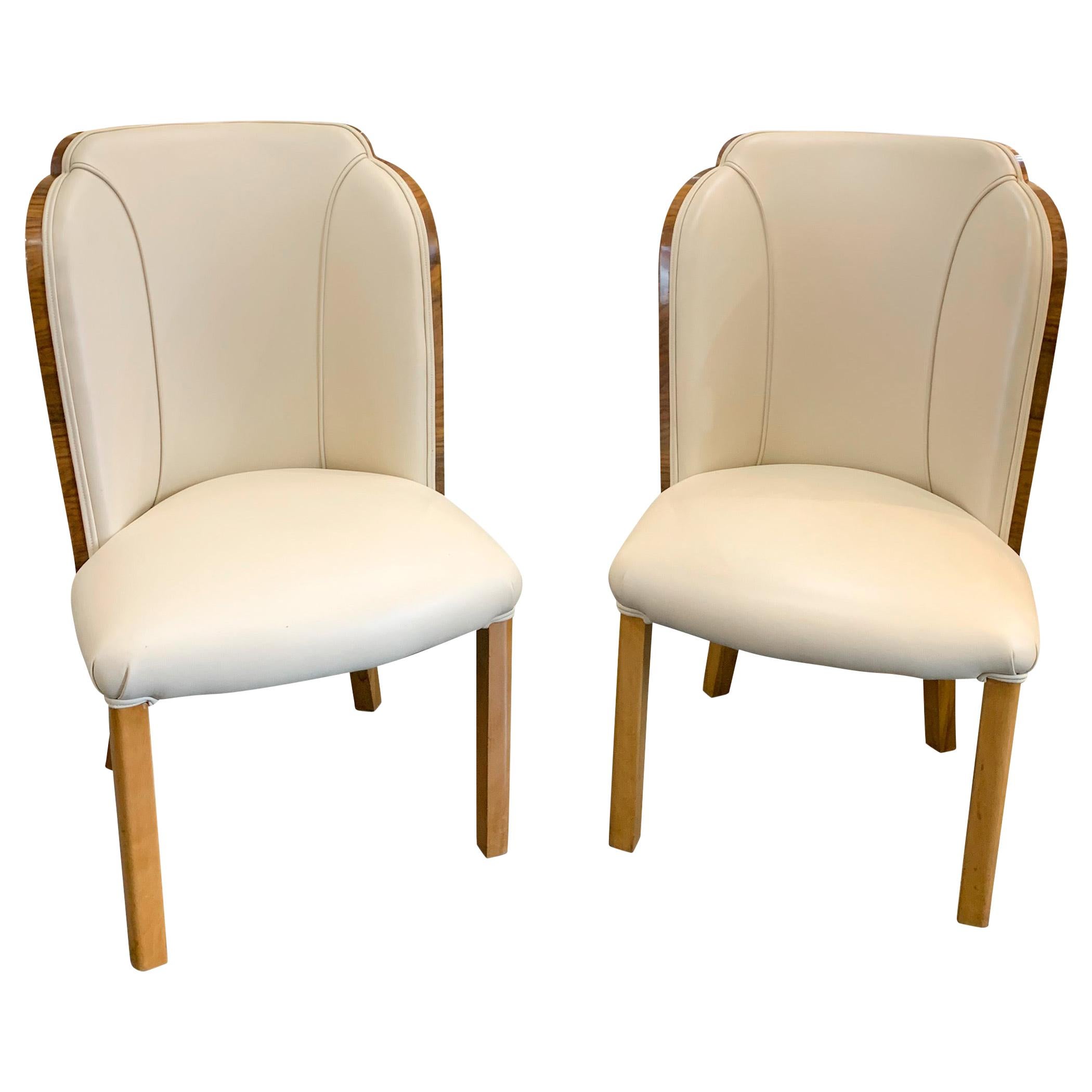 Art Deco Pair of Epstein Cloud Chairs in Figured Walnut For Sale