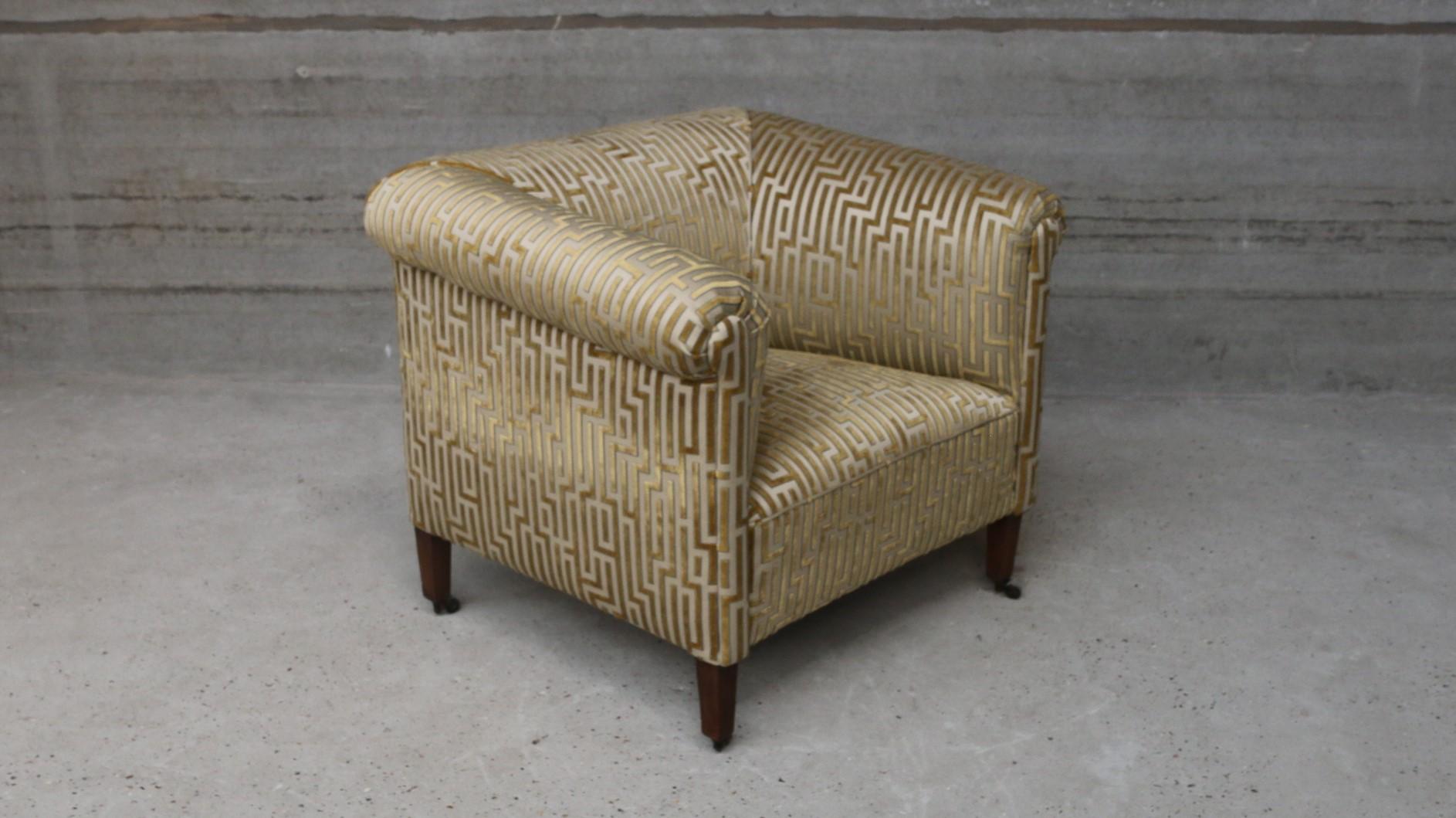 Art Deco Pair of Extra Large Roller Armchairs Re-Upholstered in Fendi Fabric For Sale 5