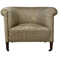 Art Deco Pair of Extra Large Roller Armchairs Re-Upholstered in Fendi Fabric