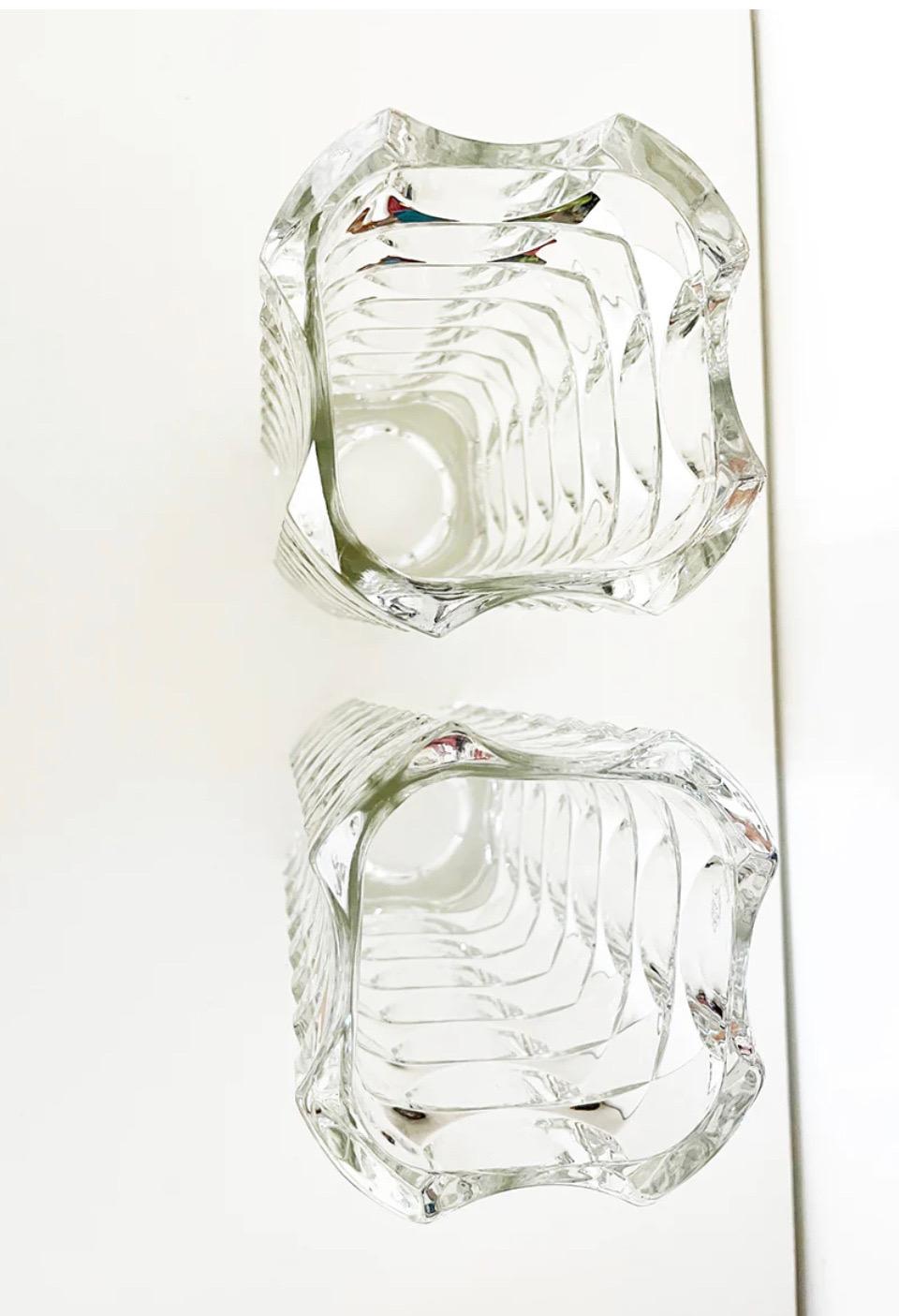 Art Deco Pair of Faceted Crystal Vases Made in France 1940s -Art- In Excellent Condition For Sale In Foggia, FG