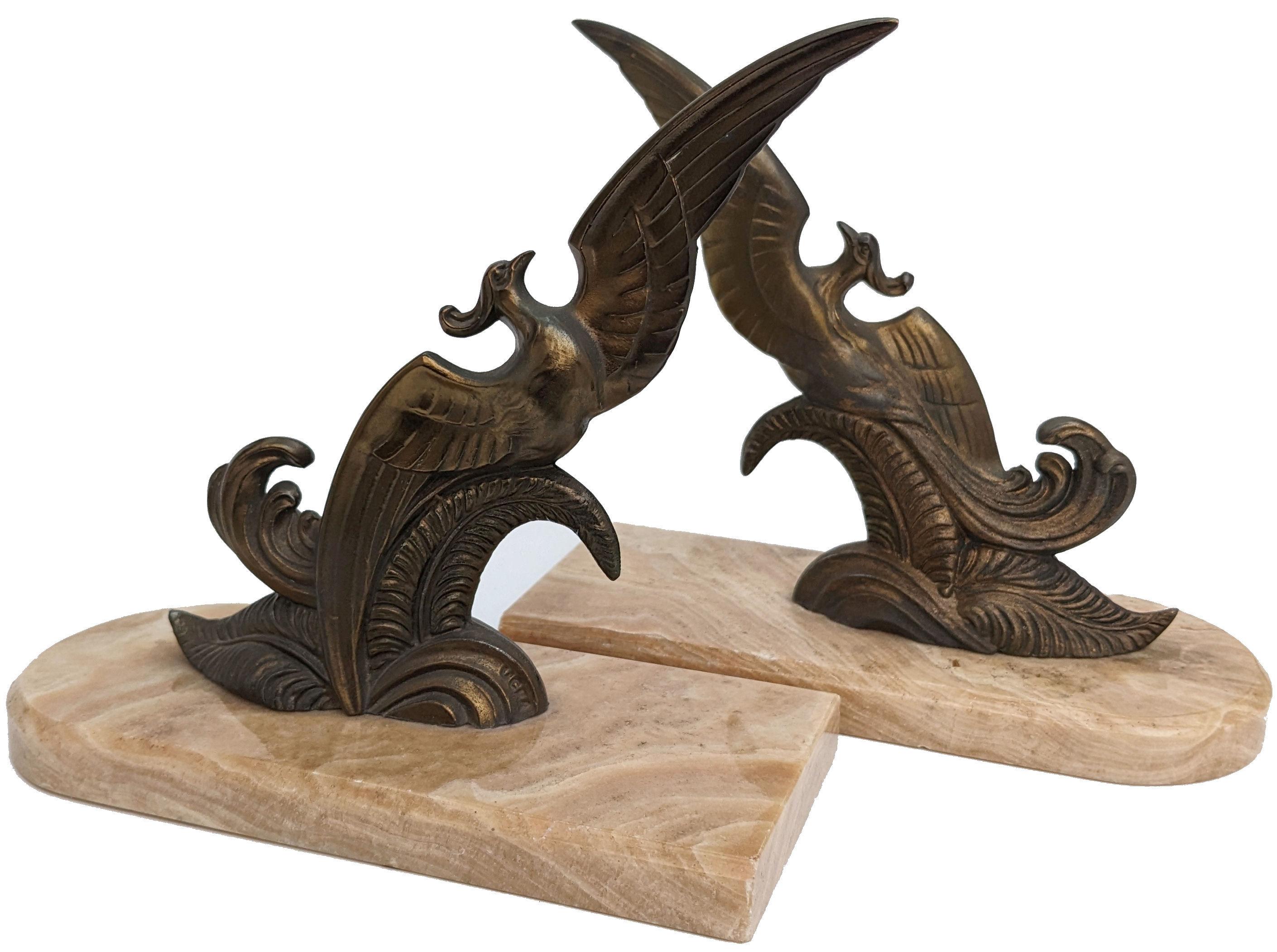 Art Deco Pair of Figural Spelter Bookends, French, c1930 For Sale 2