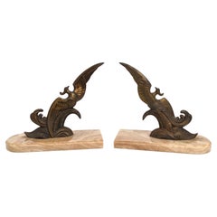 Art Deco Pair of Figural Spelter Bookends, French, c1930