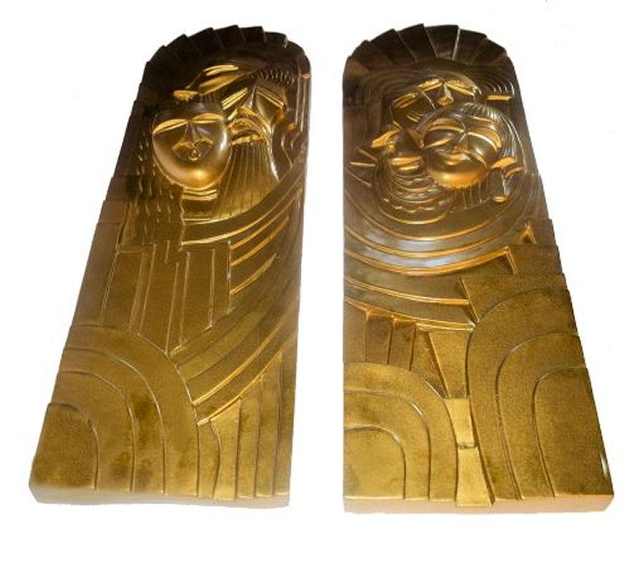 French Art Deco Pair of  'Folies Bergeres' Wall Plaques For Sale
