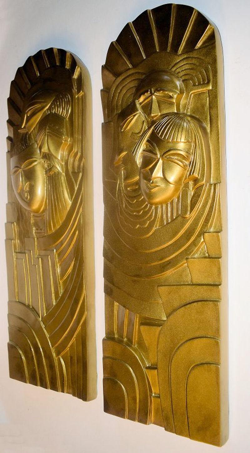 20th Century Art Deco Pair of  'Folies Bergeres' Wall Plaques For Sale
