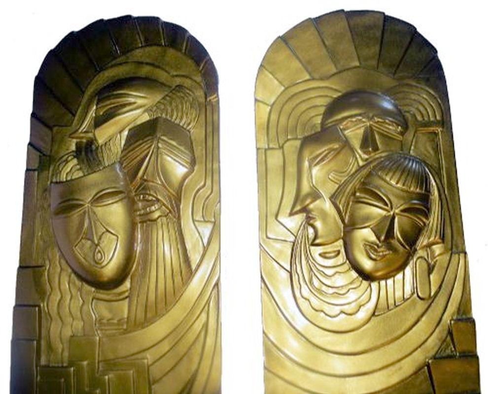 Art Deco Pair of  'Folies Bergeres' Wall Plaques For Sale 1