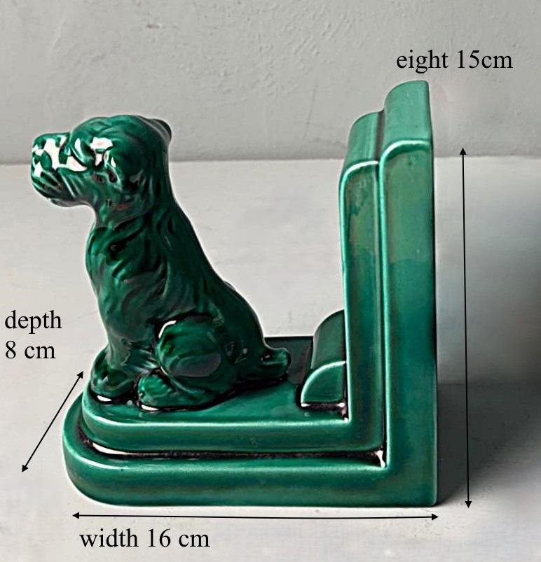Art Deco Paar französische keramische Buchstützen im Saint Clément Stil im Angebot 11