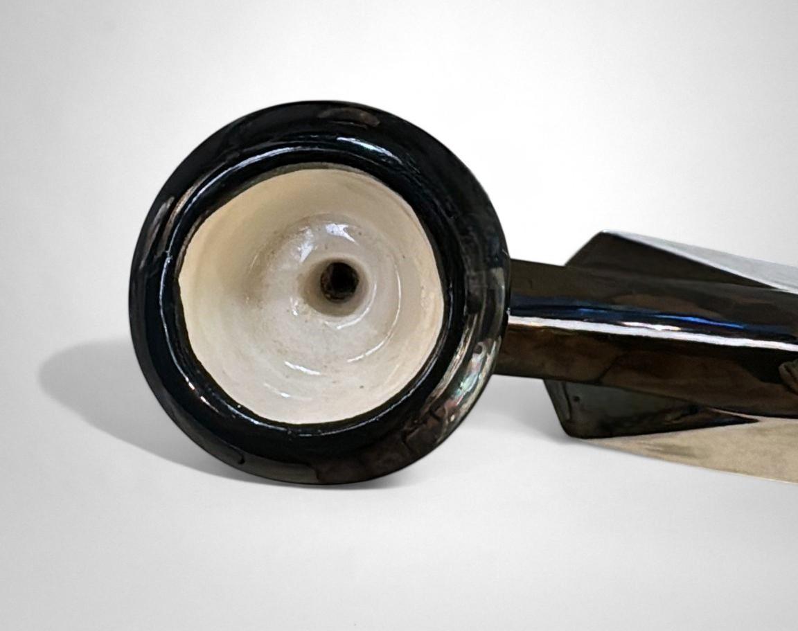 Coppia di portacandele in ceramica francese Art Déco con finitura a lustro iridescente in vendita 9