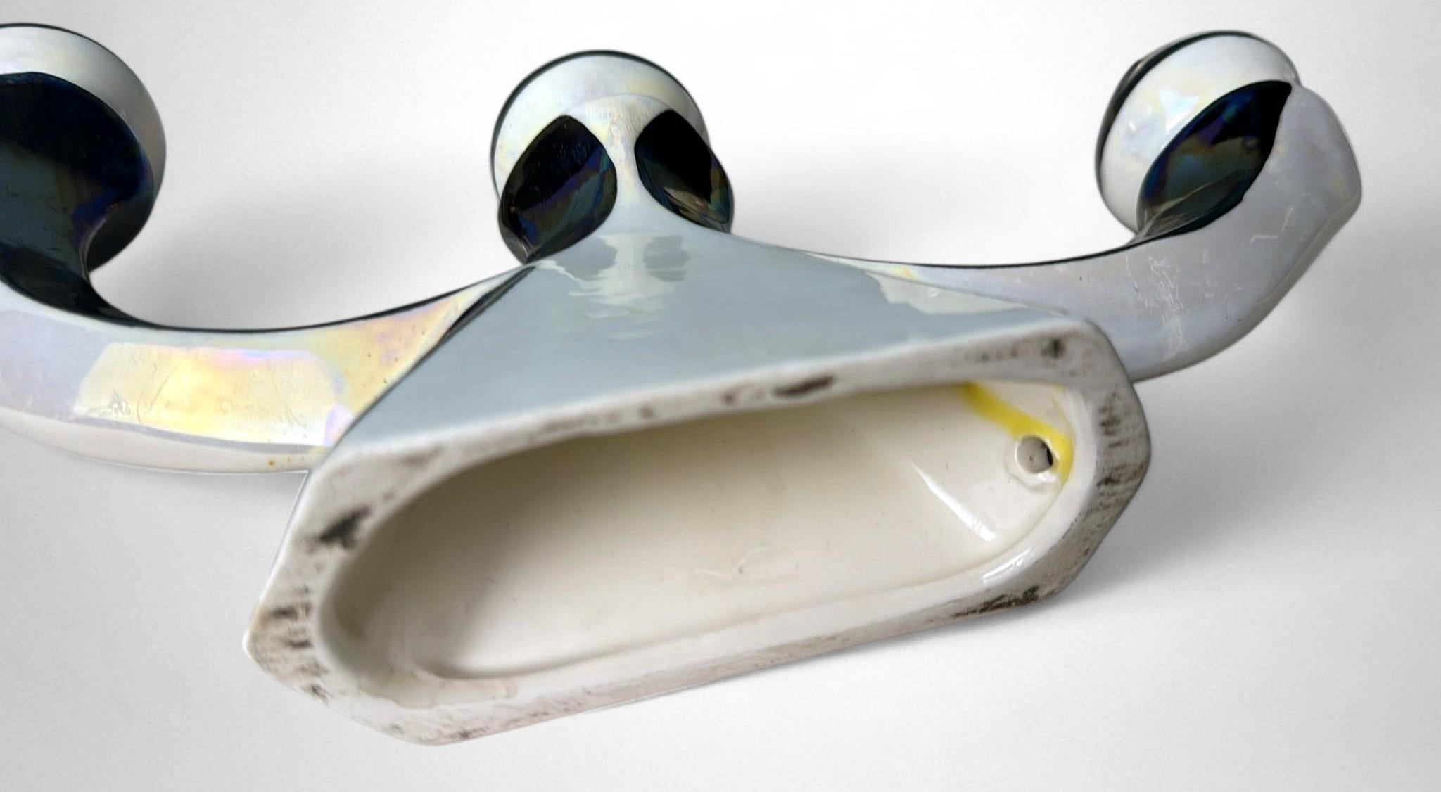 Coppia di portacandele in ceramica francese Art Déco con finitura a lustro iridescente in vendita 10