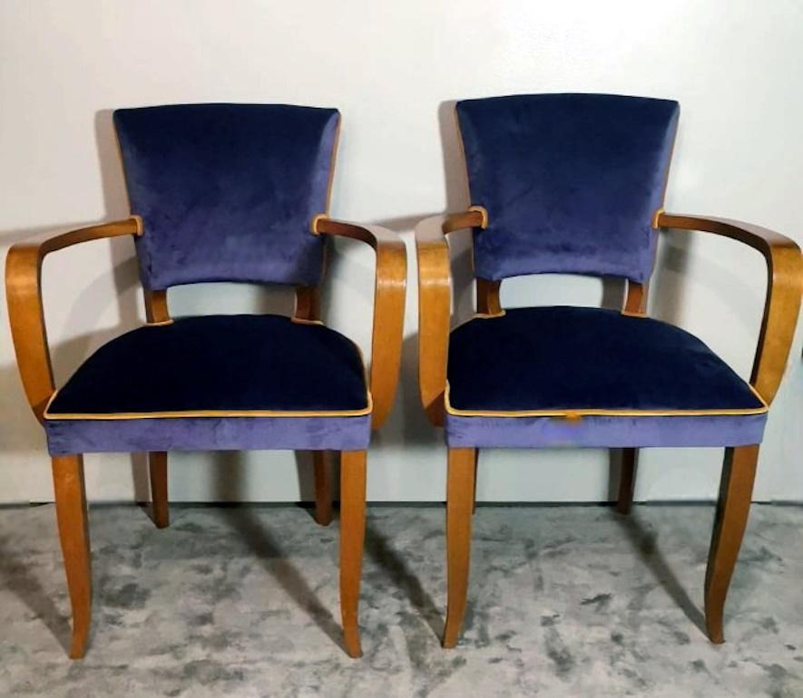 Hand-Crafted Art Deco Pair Of French Chairs Model 