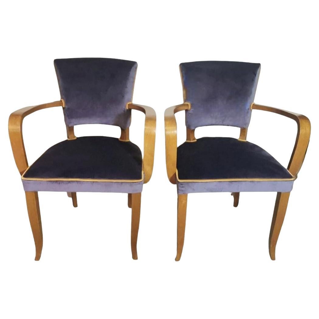 Art Deco Pair Of French Chairs Model "Bridge" For Sale