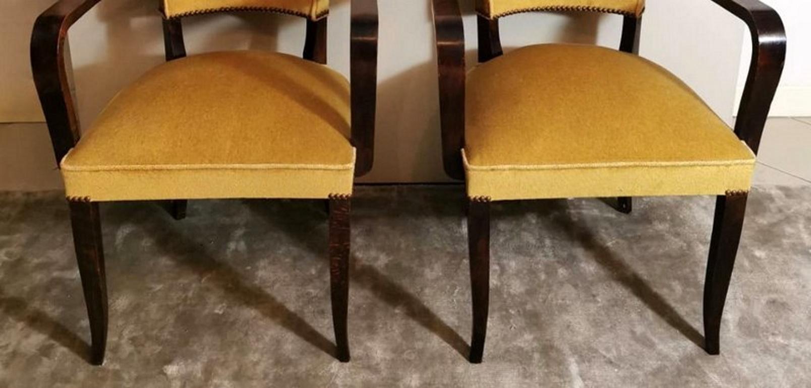 Other Art Deco Pair of French Chairs with Armrests