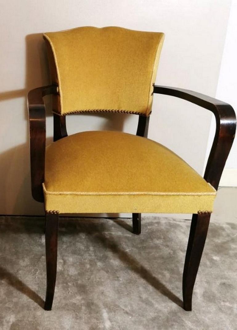 Art Deco Pair of French Chairs with Armrests 1