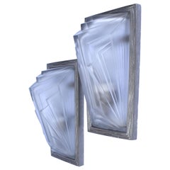 Art Deco Pair of French Glass Wall Lights, c1930 Art Deco Pair of French Glass Wall Lights, c1930