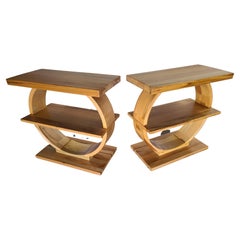 Art Deco Gilbert Rohde for Brown Saltman Geometric Side Table, Pair