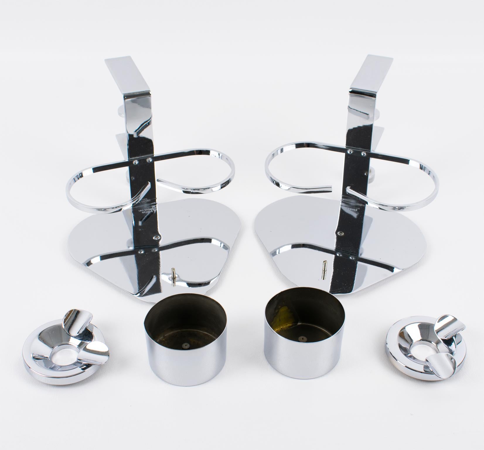 Art Deco Pair of Glasses and Ashtray Chrome Holder for Games or Bridge Table For Sale 8