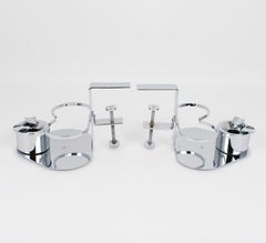 Art Deco Pair of Glasses and Ashtray Chrome Holder for Games or Bridge Table